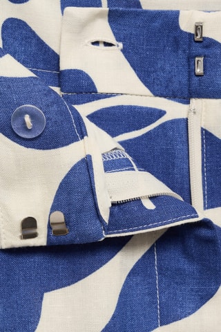 Pantalon lin mélange imprimé - Bleu