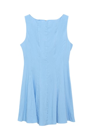 Robe col bateau à plis plats - Bleu