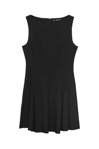 Robe col bateau à plis plats - Noir