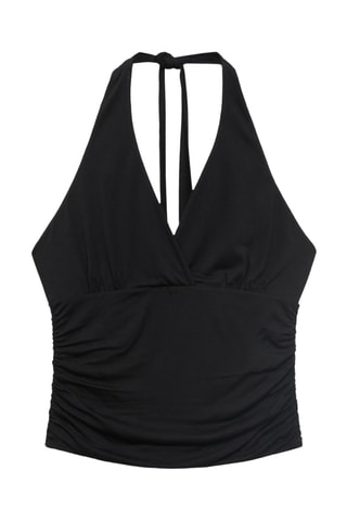 Top col en V dos nu - Noir