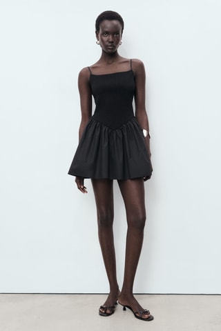 Robe combinée à fronces - Noir