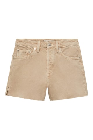Short en jean bas effiloché - Sable