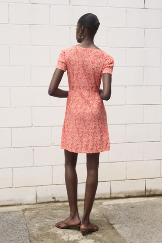 Robe imprimée col en V - Corail