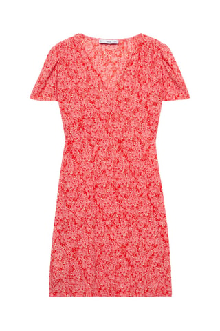 Robe imprimée col en V - Corail