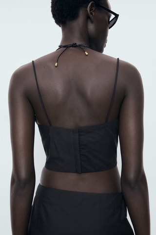 Crop top brodé - Noir