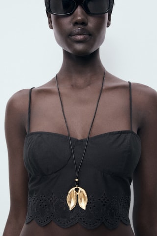 Crop top brodé - Noir