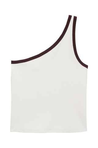 Top asymétrique liseré contrastant - Écru