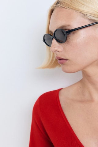 Robe en maille décolleté nœud - Rouge