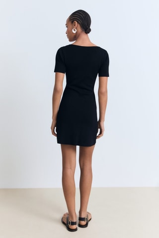 Robe en maille décolleté nœud - Noir