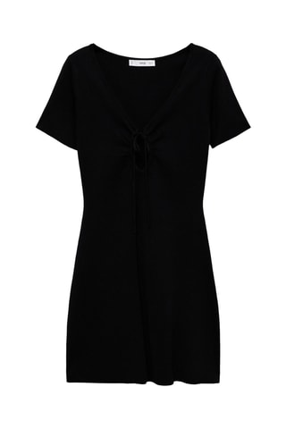Robe en maille décolleté nœud - Noir