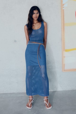 Jupe longue crochet - Bleu
