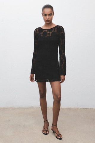 Robe crochet décolletée dans le dos - Noir