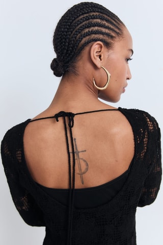 Robe crochet décolletée dans le dos - Noir