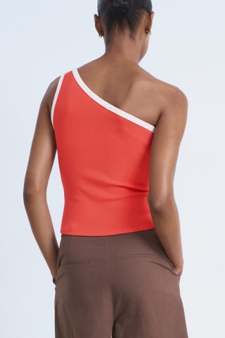 Top asymétrique liseré contrastant - Rouge