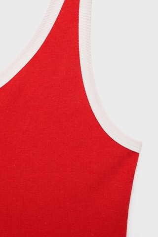 Top asymétrique liseré contrastant - Rouge