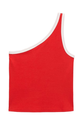 Top asymétrique liseré contrastant - Rouge