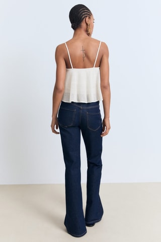 Top maille à volants - Blanc