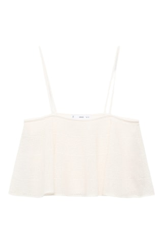 Top maille à volants - Blanc