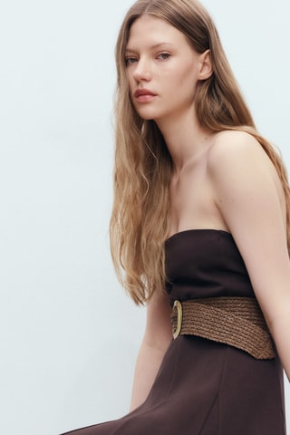 Robe bustier à plis plats - Marron