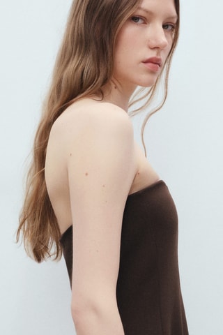 Robe bustier à plis plats - Marron
