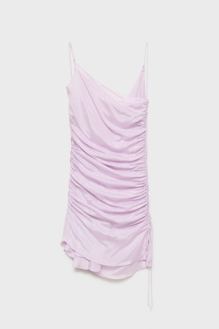 Robe froncée finition satinée - Lilas