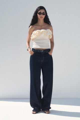 Haut bustier à volants - Écru