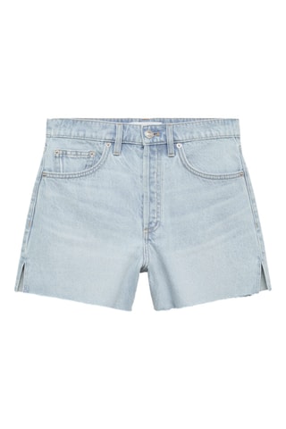 Short en jean bas effiloché - Bleu Clair