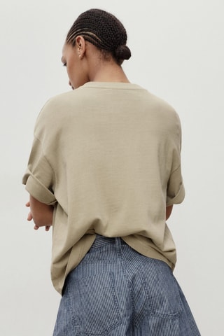 Short denim à pinces et rayures - Bleu