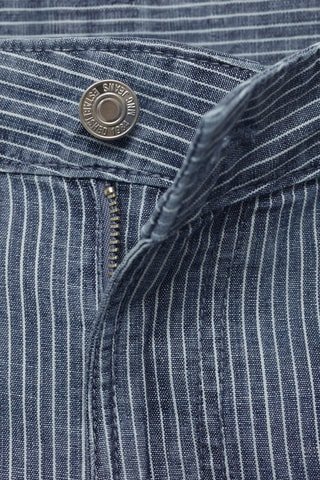 Short denim à pinces et rayures - Bleu