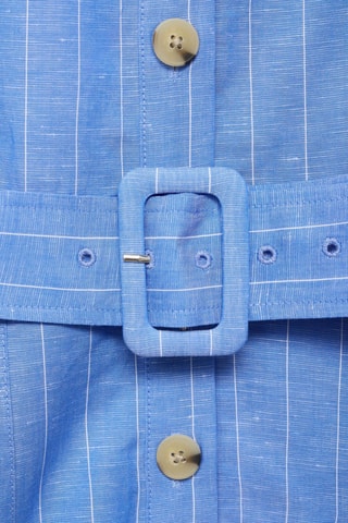Robe chemise lin mélangé à rayures - Bleu