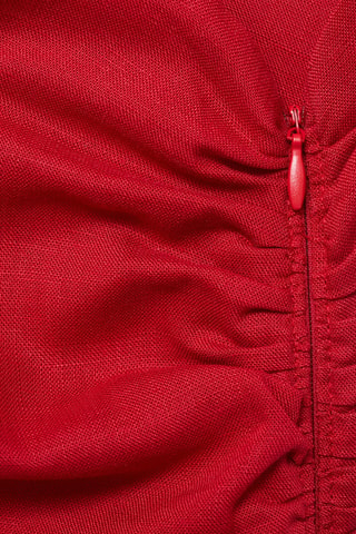 Robe lyocell décolleté asymétrique - Rouge