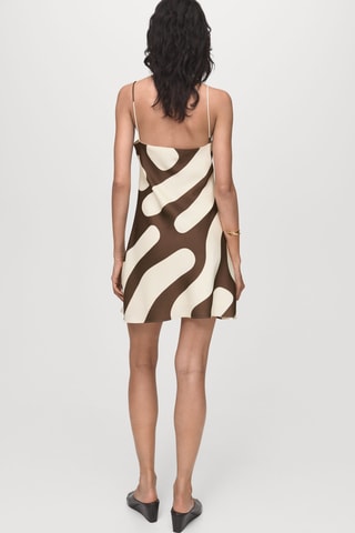 Robe satinée imprimée - Marron