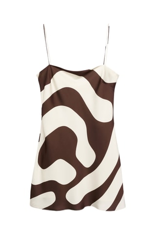 Robe satinée imprimée - Marron