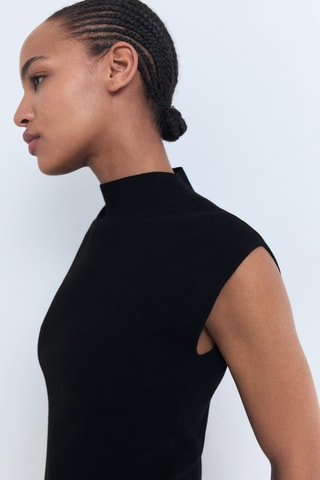 Robe maille col montant - Noir
