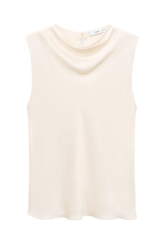 Blouse satin col bénitier - Écru