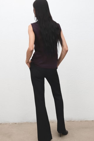 Blouse satin col bénitier - Bordeaux