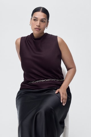 Blouse satin col bénitier - Bordeaux