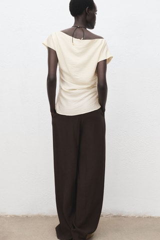 Blouse modal col asymétrique - Blanc