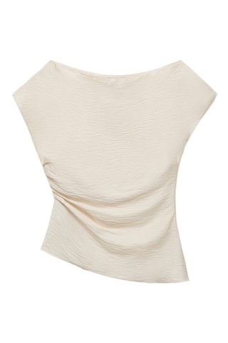 Blouse modal col asymétrique - Blanc