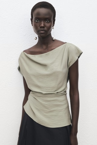Blouse modal col asymétrique - Vert D'Eau