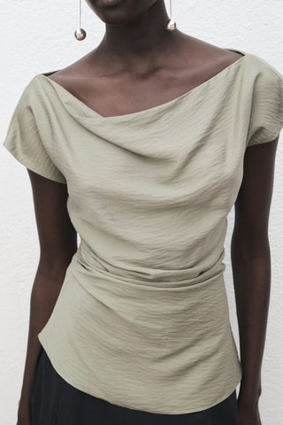 Blouse modal col asymétrique - Vert D'Eau