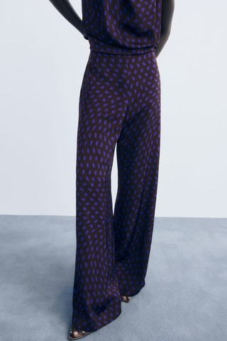 Pantalon flare à pois - Marron