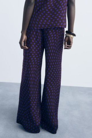 Pantalon flare à pois - Marron