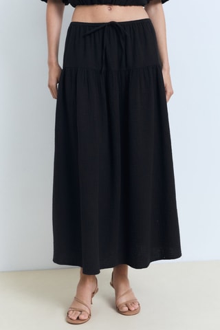 Jupe coton cordon - Noir