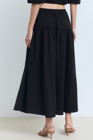 Jupe coton cordon - Noir