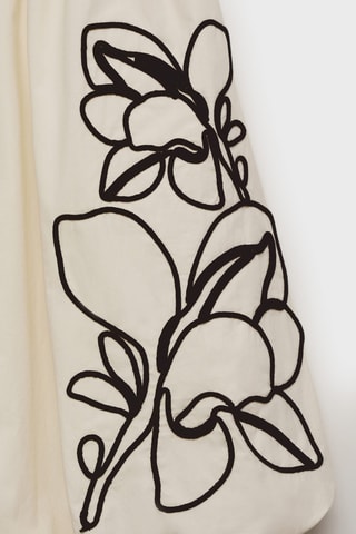Robe ballon broderie à fleurs - Blanc Cassé