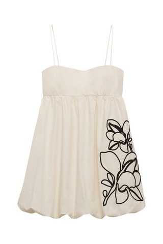 Robe ballon broderie à fleurs - Blanc Cassé