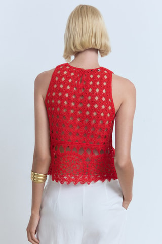 Top maille crochet - Rouge
