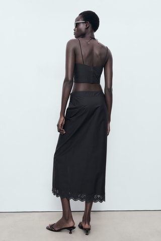 Jupe brodée coton - Noir
