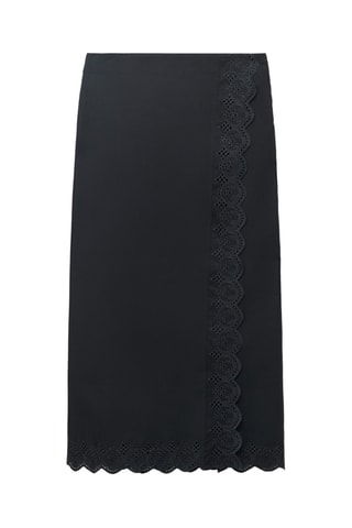Jupe brodée coton - Noir